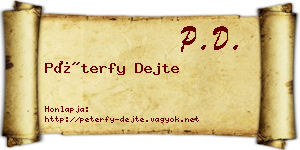 Péterfy Dejte névjegykártya